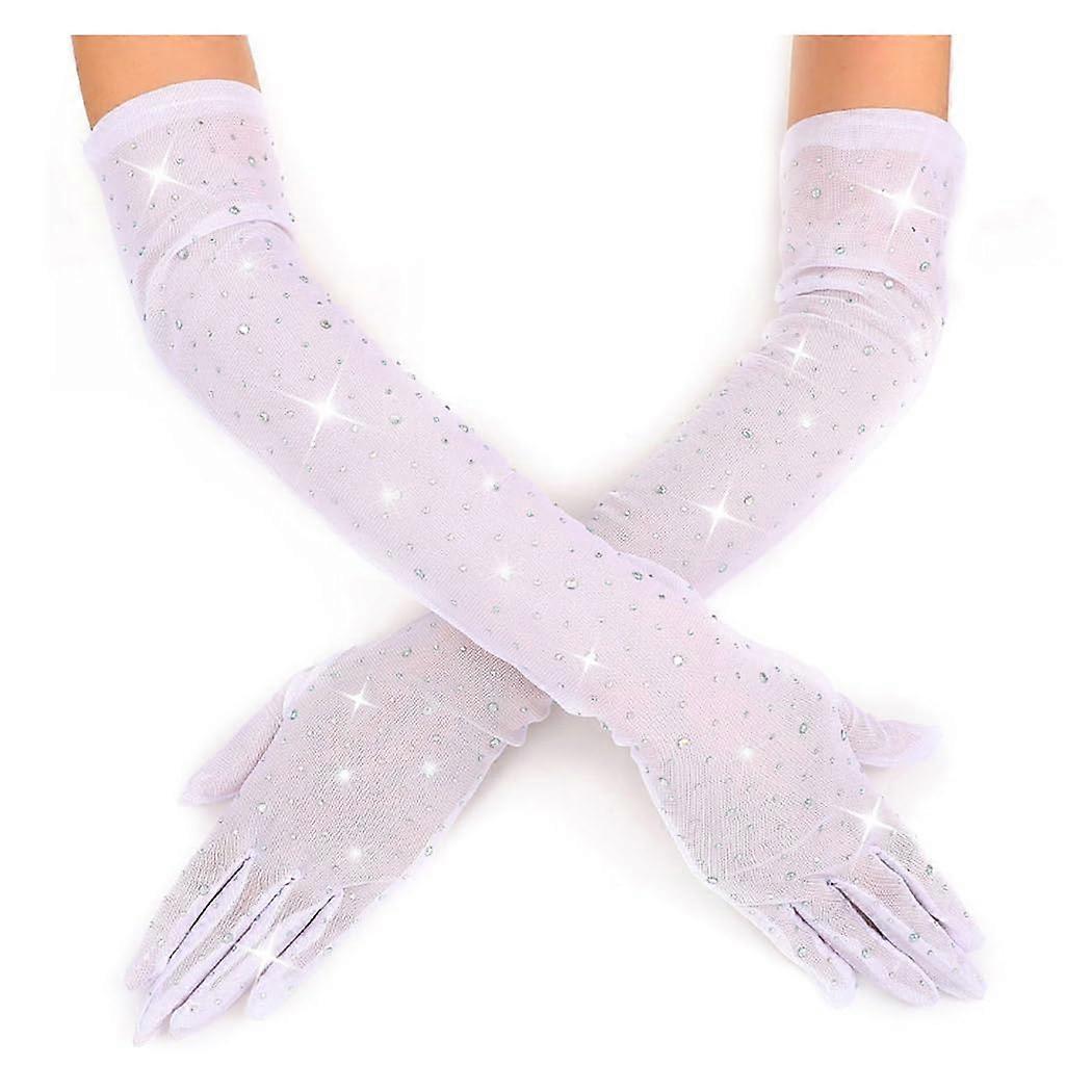 Sparkle Gloves for Opera Prom Bridal Evening Events - Long Satin Evening Gloves, Formal Wear Accessory, One Size, Available in Multiple Colors