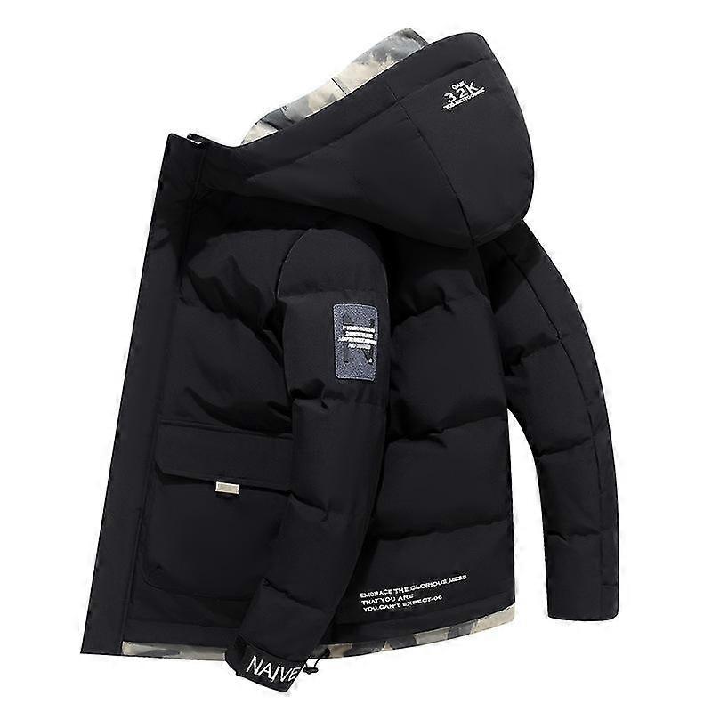 Giacca imbottita in cotone da uomo invernale, giacca corta imbottita in cotone spesso, giacca imbottita in piuma, giacca con cappuccio