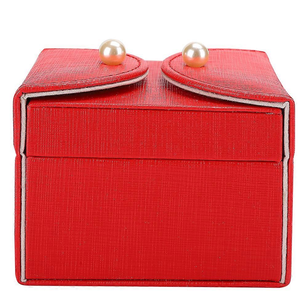 PU Jewelry Storage Box Mini Earrings Ear Stud Box Storage Case ContainerRed