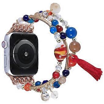 Bracelet Beaded for Apple Watch Band 42/44/45/49mm SE Series 8/7/6/5/4/3/2/1 Handmade Fashion Beads Strap with Stainless Steel Adapter