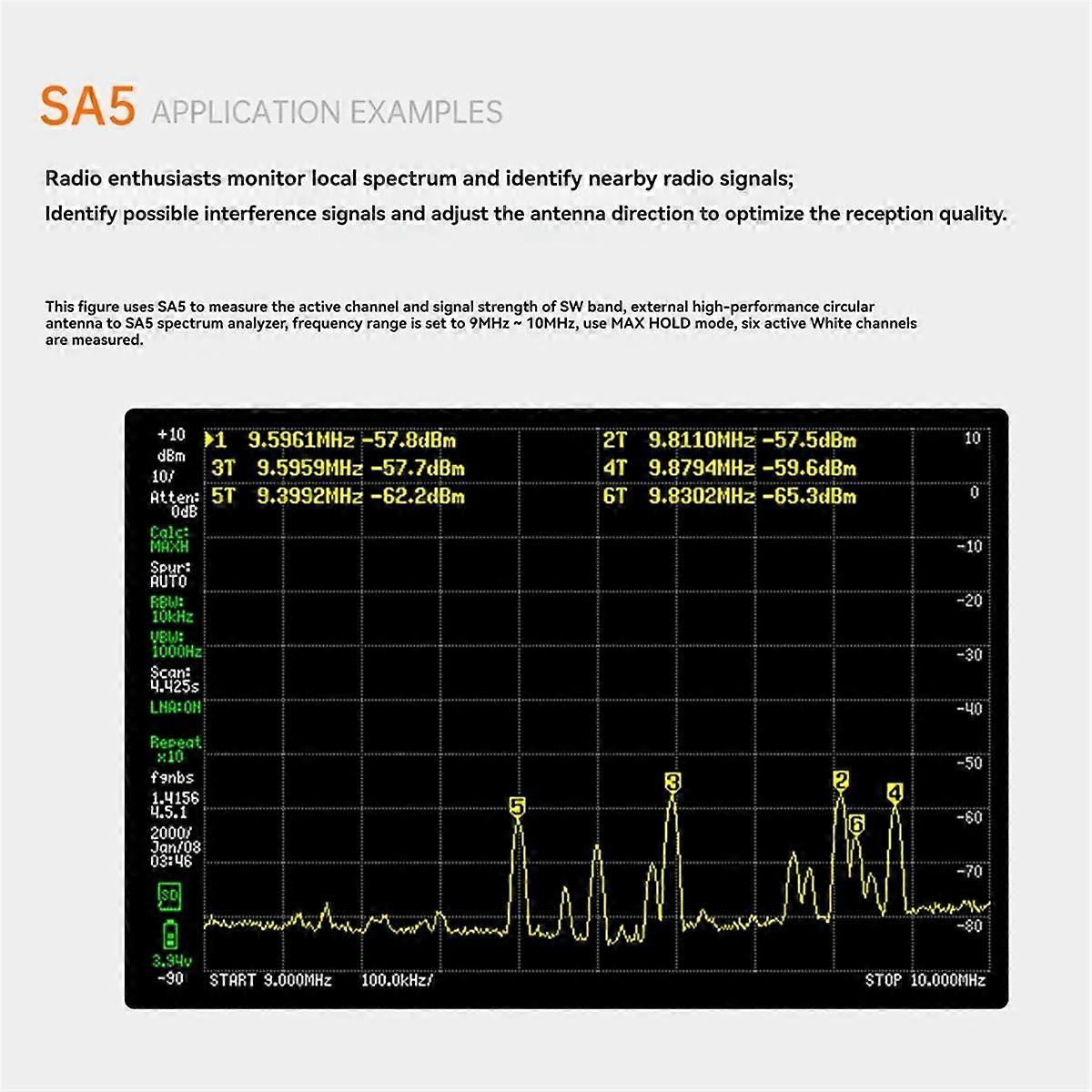 4inch IPS LCD SA5 Multi-Function Handheld Spectrum Analyzer 100k-5.3GHz Signal Generator with Batt