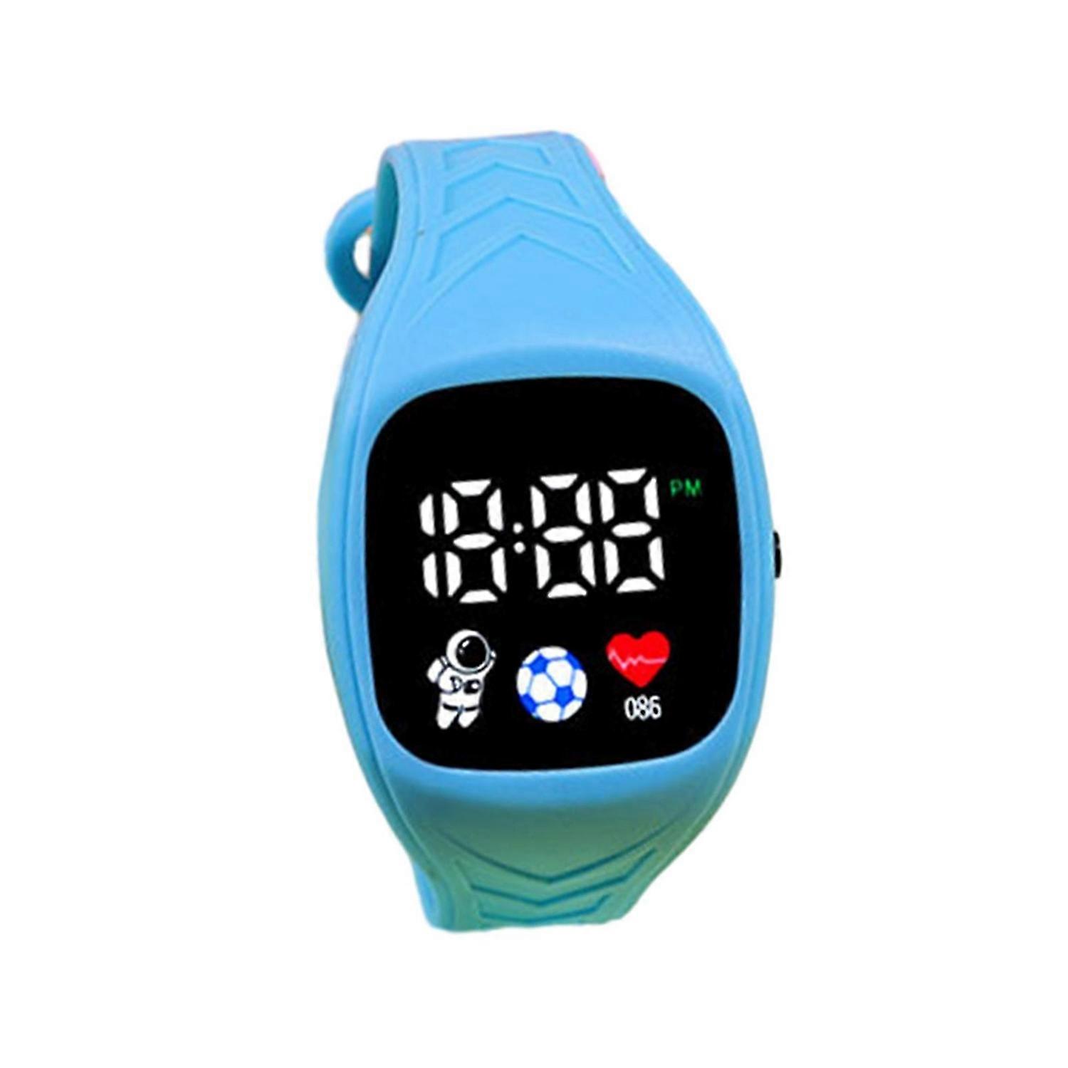 LED Electronic Watch Adjustable Candy Color Soft Silicone Strap Square Spaceman Dial Kids Students C