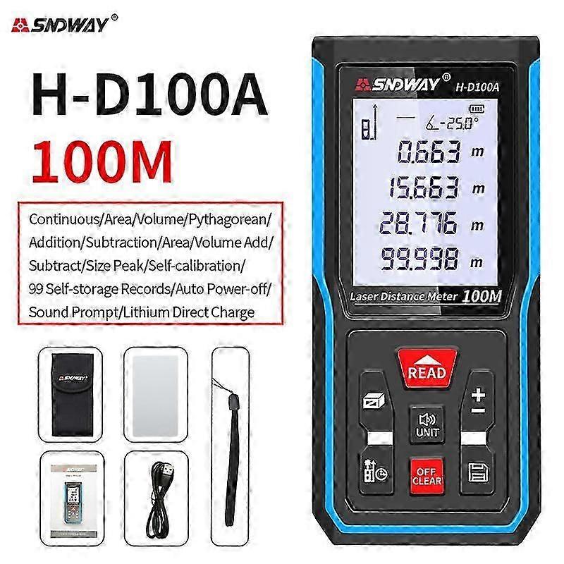 Laser Rangefinder Rechargeable High Precision 50M Laser Distance Meter Tape Measure Electronic Level Range Finder Tester