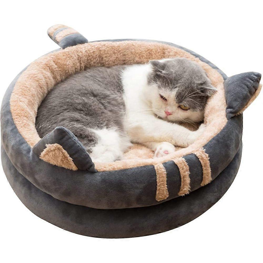 Oval short plush bed for small and medium-sized dogs and cats - comfortable, comfortable and durable - small pet sofa