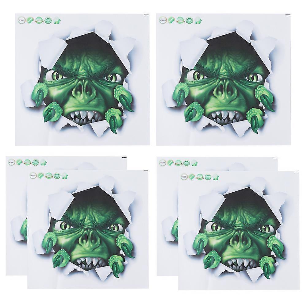 Self-Adhesive PVC Wall Decals 6-Pcs Broken Wall Pattern For Toilet And Refrigerator Halloween Decor