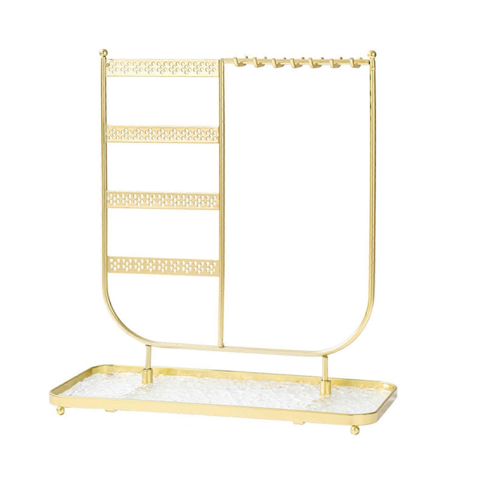 安定した頑丈なジュエリーオーガナイザー機能ネックレスディスプレイスタンドジュエリーオーガナイザースタンドリングと時計ゴールド