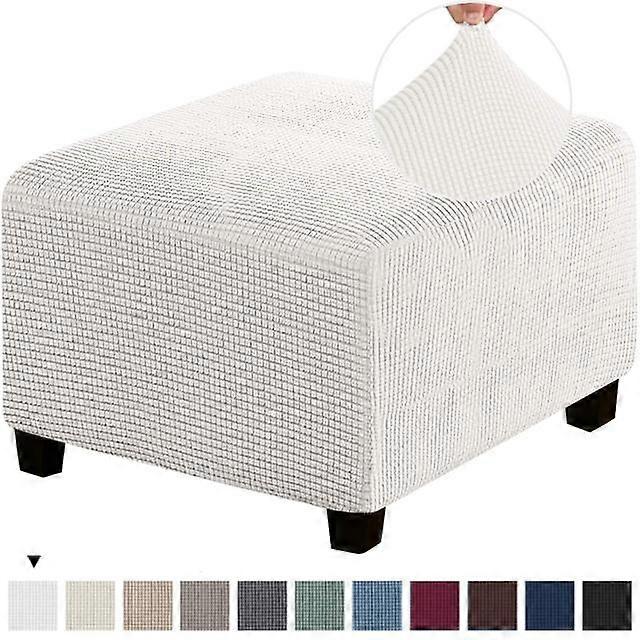 Square Jacquard Ottoman Cover Stretch All -Inclusive Footstool Cover Bench Stool Cover Washable Furniture Protector Stool Cover