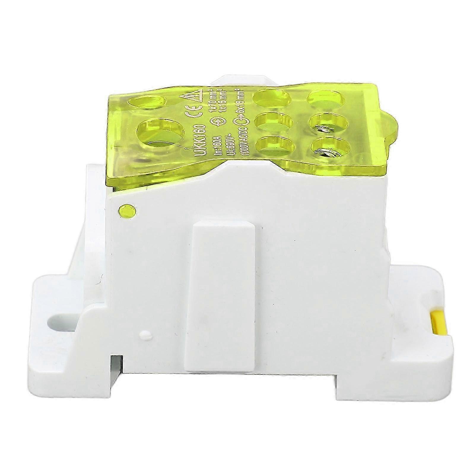Terminal Distribution Box 690V 160A DIN Rail Terminal Block Power Junction Box for Electricity Yellow