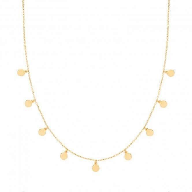 Acotis Silver Charms Necklace Yel Gold Plated Disc G3373GP