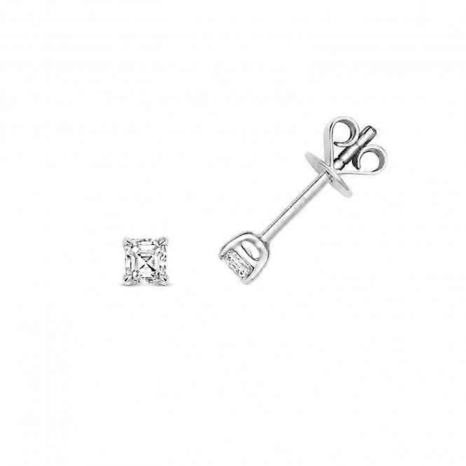 Diamond Jewellery 18ct White Gold Asscher Cut Diamond Stud Earrings EDQ355W