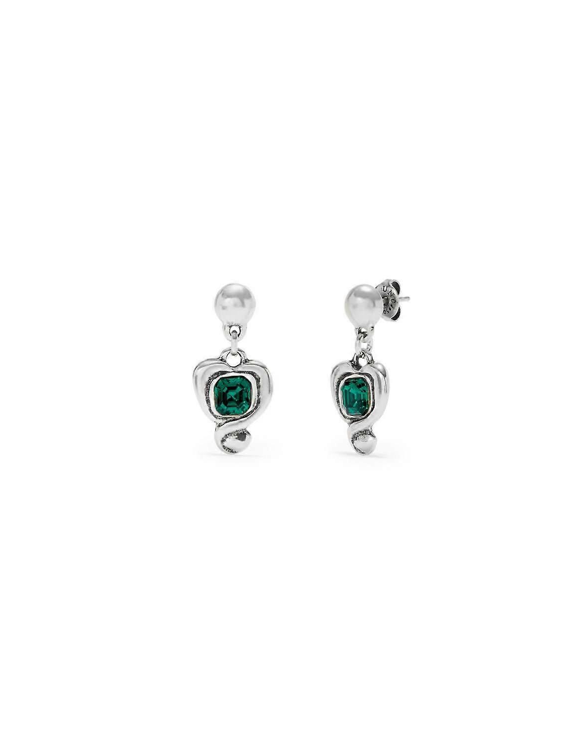 Sterling Silver Plated Ser Expresiva Green Earrings PEN0997VRDMTL0U