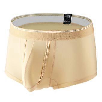Men's Ice Silk Trunks Underwear Boxer Briefs Pants Breathable Comfortable Fitness Sport Underwear Solid Color Underpants  White XL