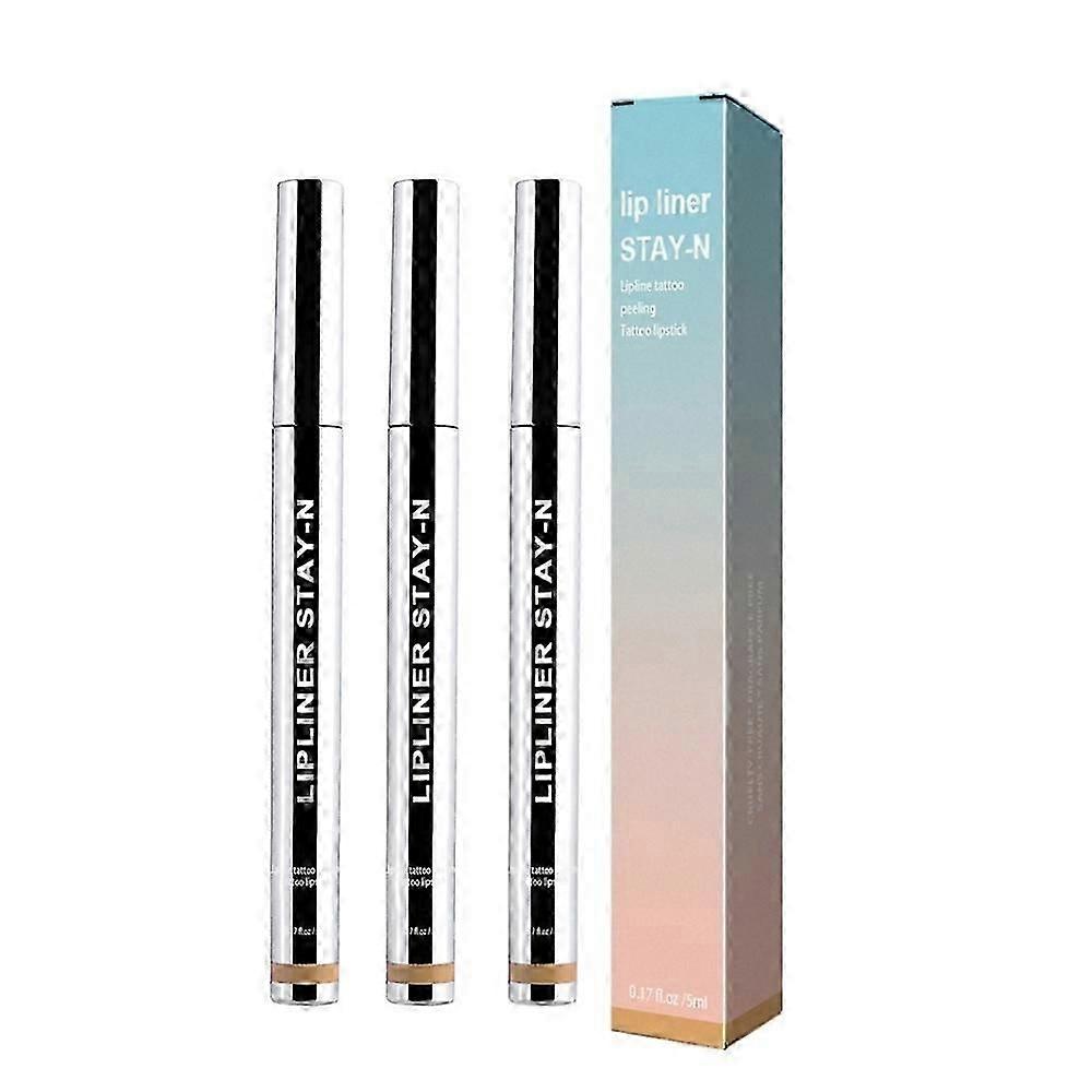 3x قلم تحديد شفاه قابل للتقشير، مرطب يدوم طويلاً، لمسة لطيفة، أحمر شفاه، مستحضرات تجميل الشفاه ~ A