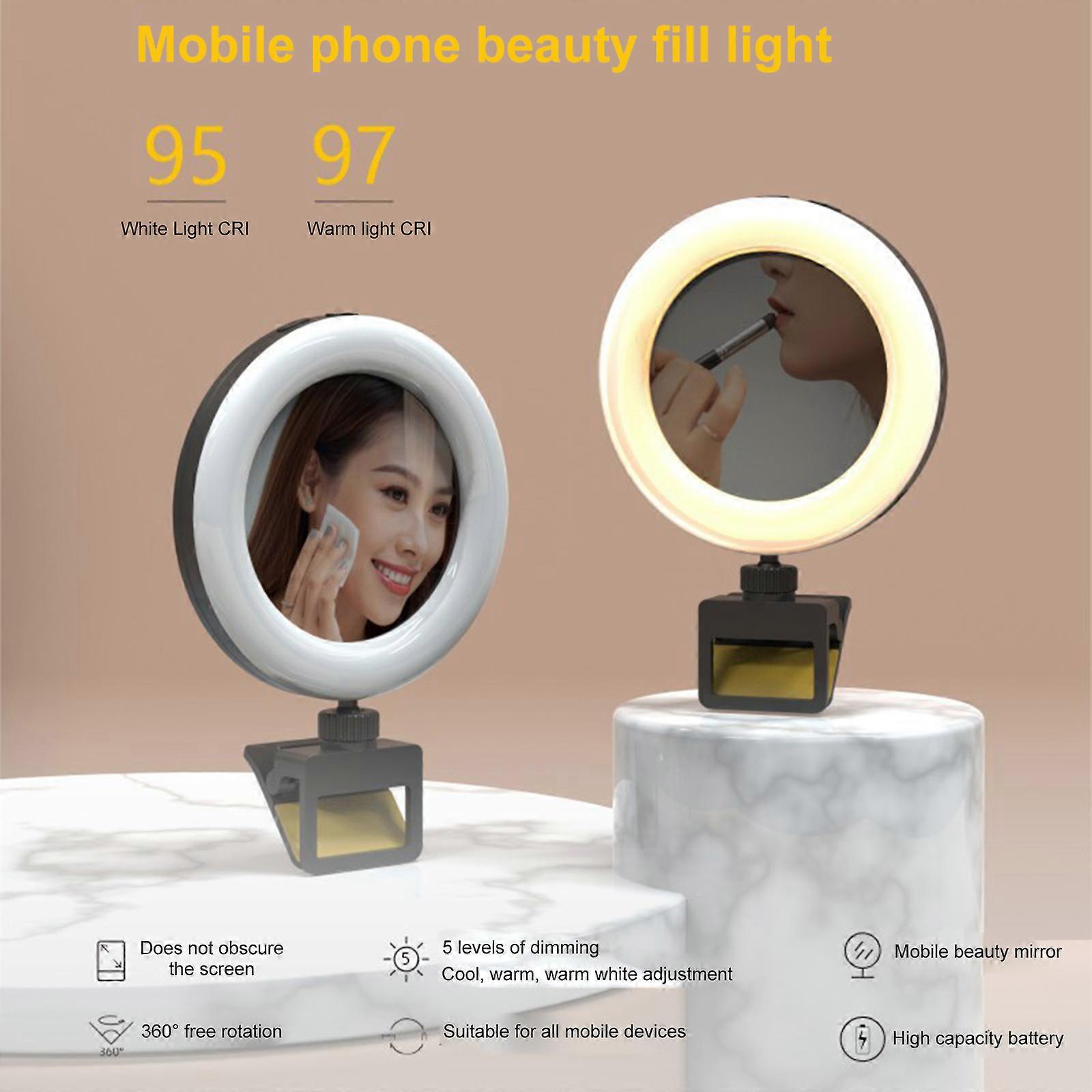 Mobile Phone Selfie Fill Light Beauty Portable light with Clamp USB Operated 3 Colors Temperature Changing / Dimmable Brightness Adjustable& Illumina
