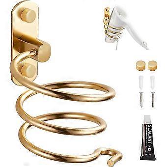Wall Mounted Hair Dryer Holder Hair Dryer Holder with Glue and Screws (Gold)