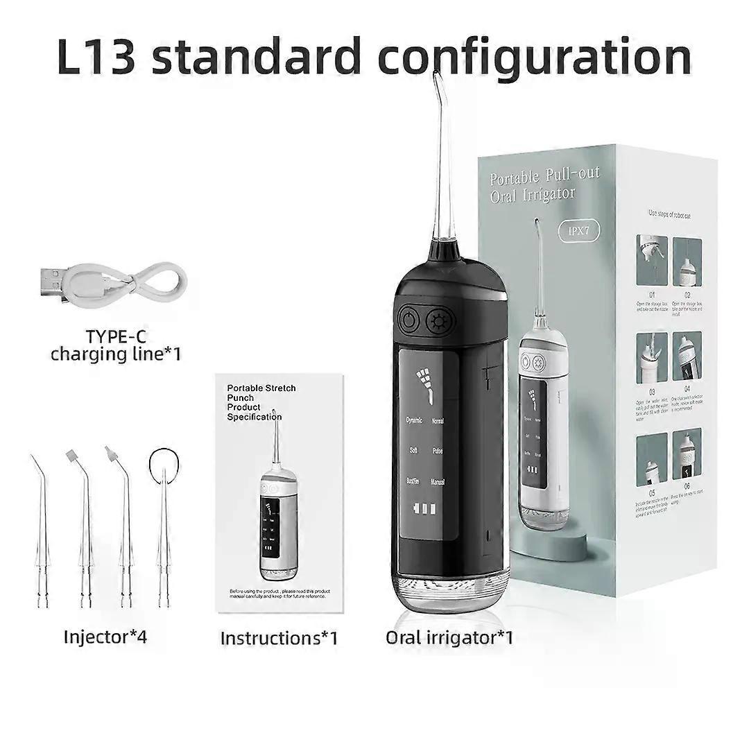 Portable Pull-out Oral Irrigator Dental Water Jet 6 Mode Water Flosser for Teeth Rechargeable 180ML Water Tank Waterproof 4 Tips