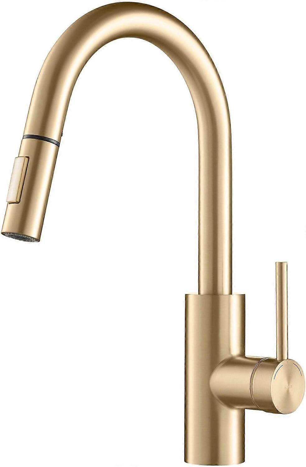 Single Handle Pull Down QuickDock Kitchen Faucet Top Mount Installation Brushed Brass