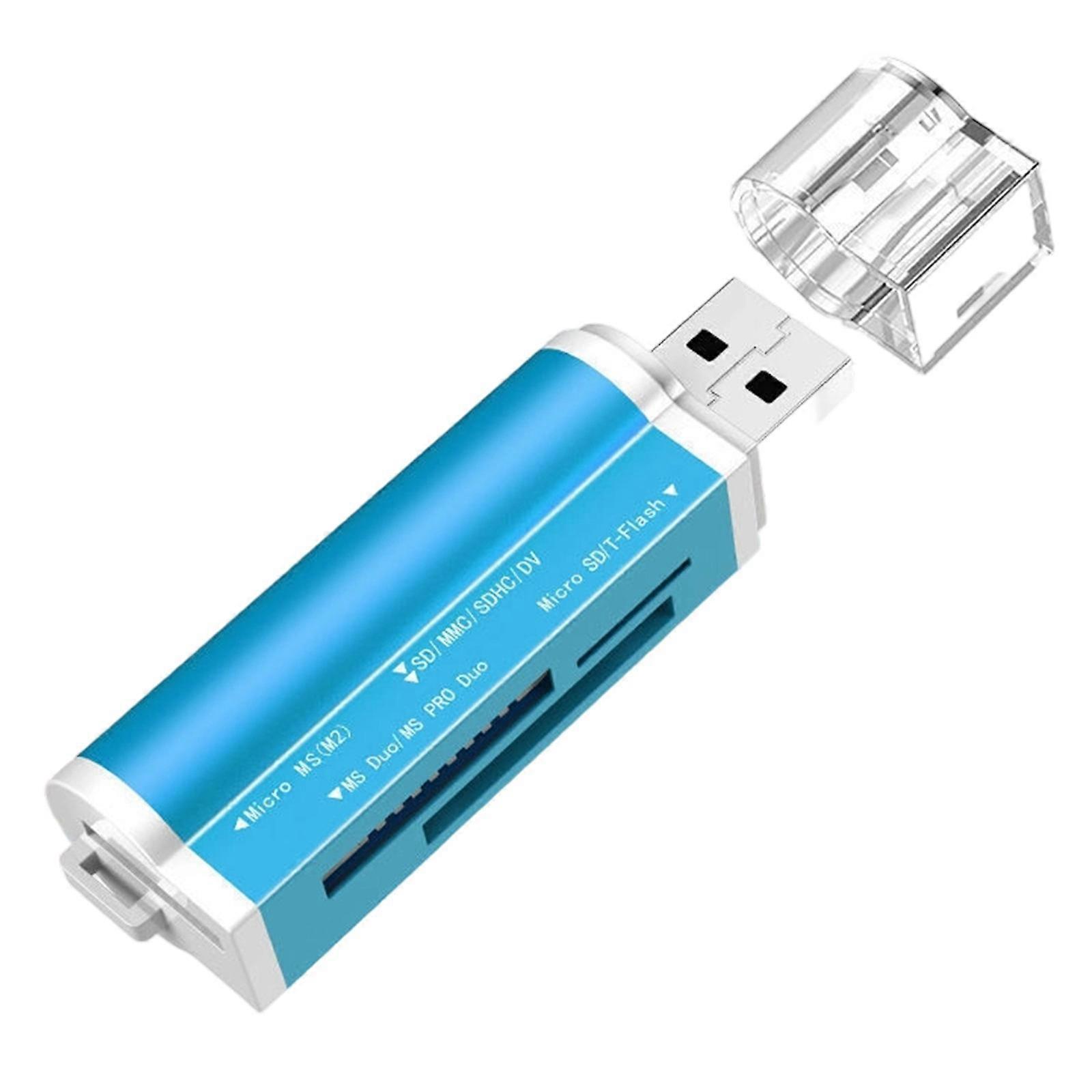 High Speed USB2.0 Memory Card Reader for TF MS MD Memory Stick Fast Data Transfer for Computers Mobile Devices Blue
