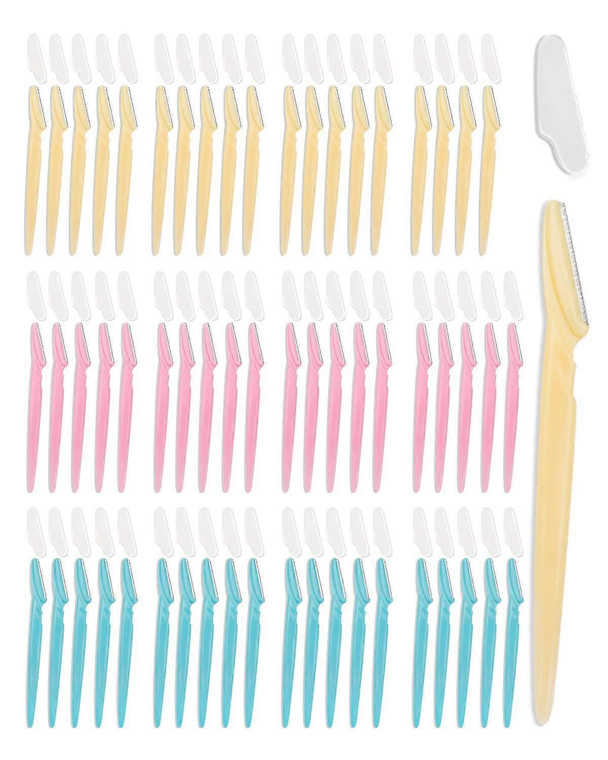 Dermaplane Razor 60 Pcs Face Razors For Women And Men Multipurpose Eyebrow Razor Dermaplaning Tool For Face Multi-Color