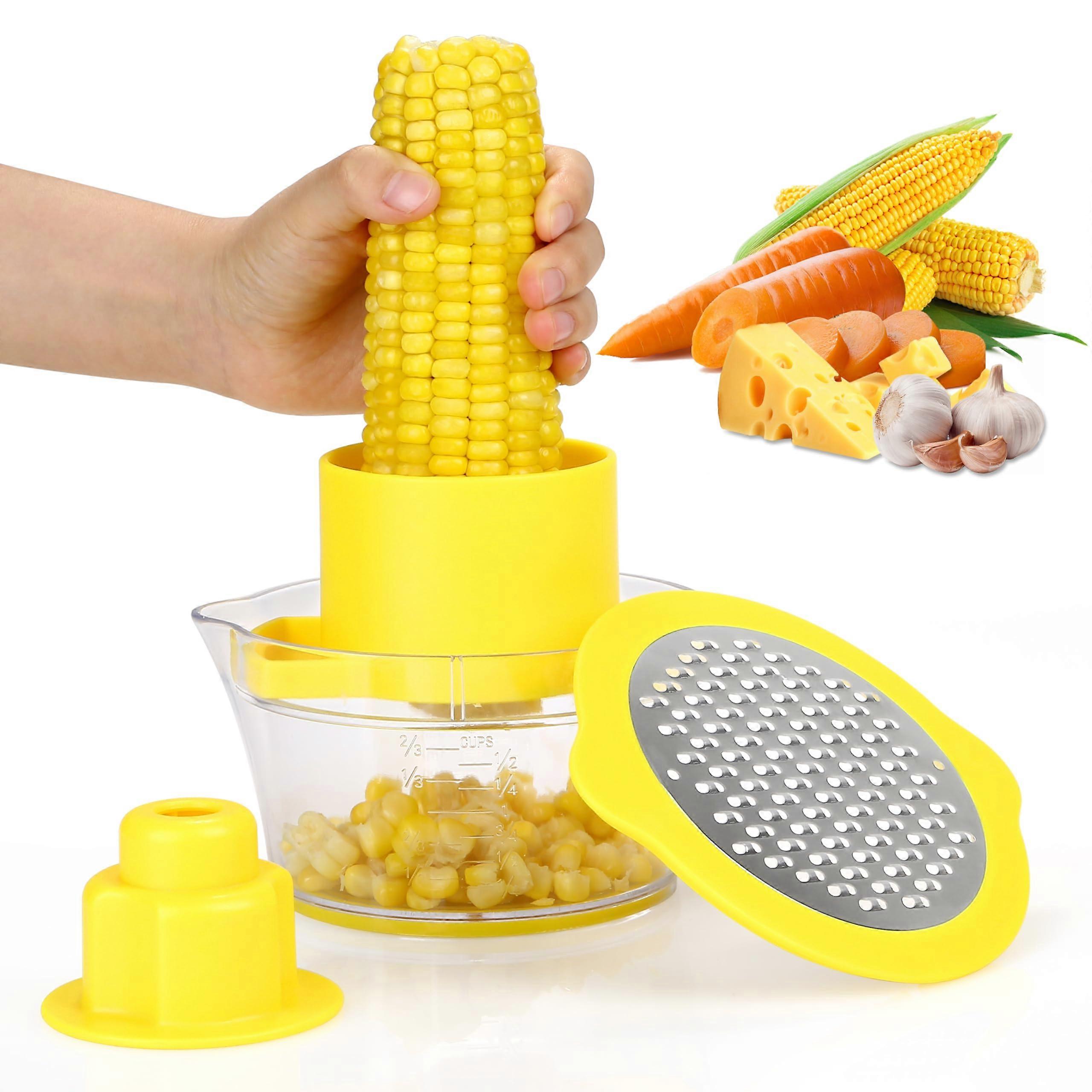 Corn Peeler with Security Handle, Quick Corn Cob Stripper for Corn, Ginger, Garlic, Cheese - Ergonomic Design and Easy Use