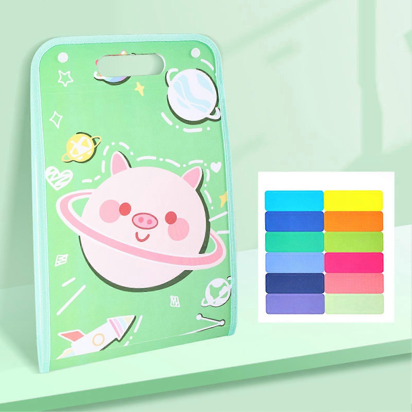 Multi-Layer A4 Plastic File Folder Waterproof Green Organizer Bag