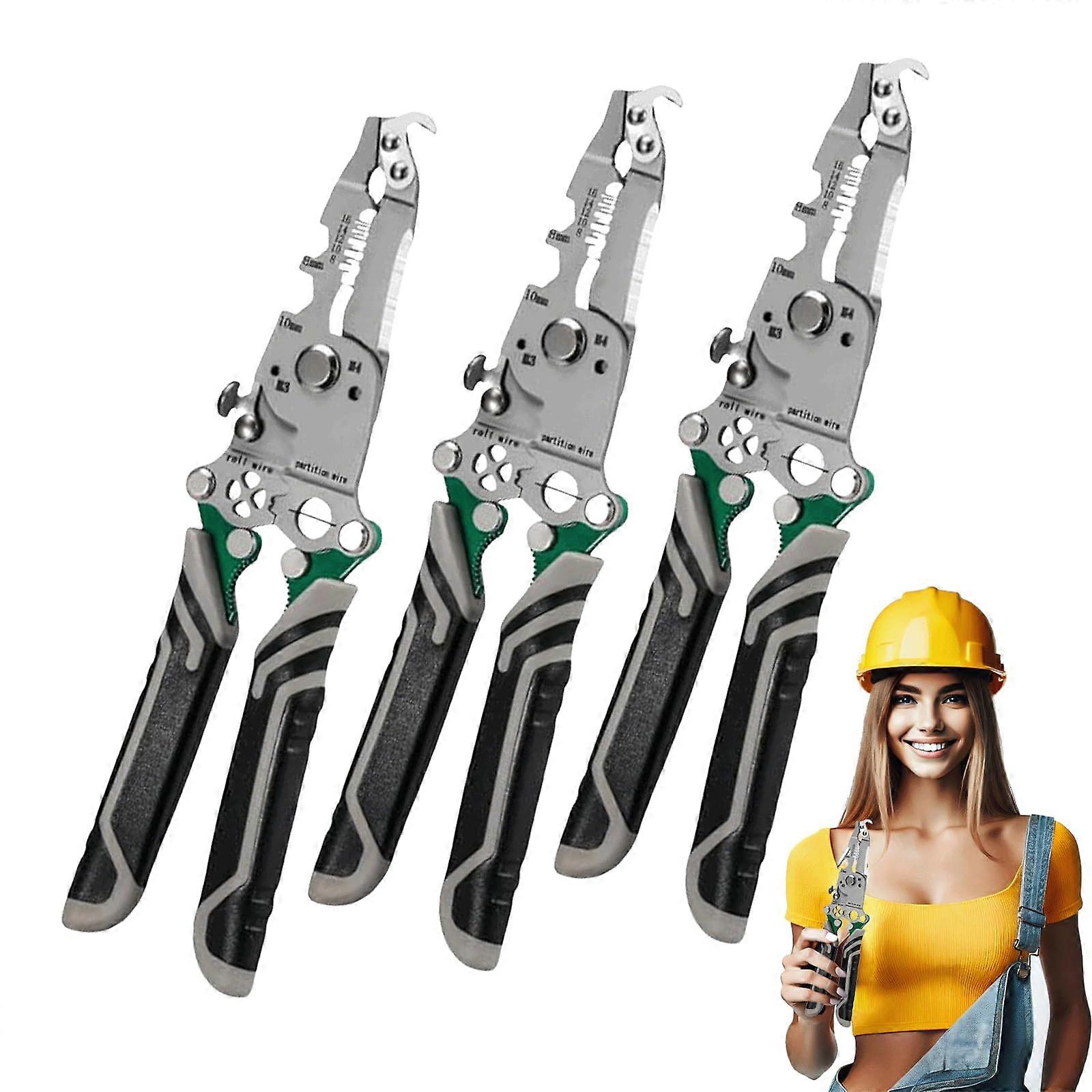 18 in 1 Foldable Wire Stripper, Multifunctional Foldable Wire Professional Stripper, Wire Crimper electrician Tool (3pcs)