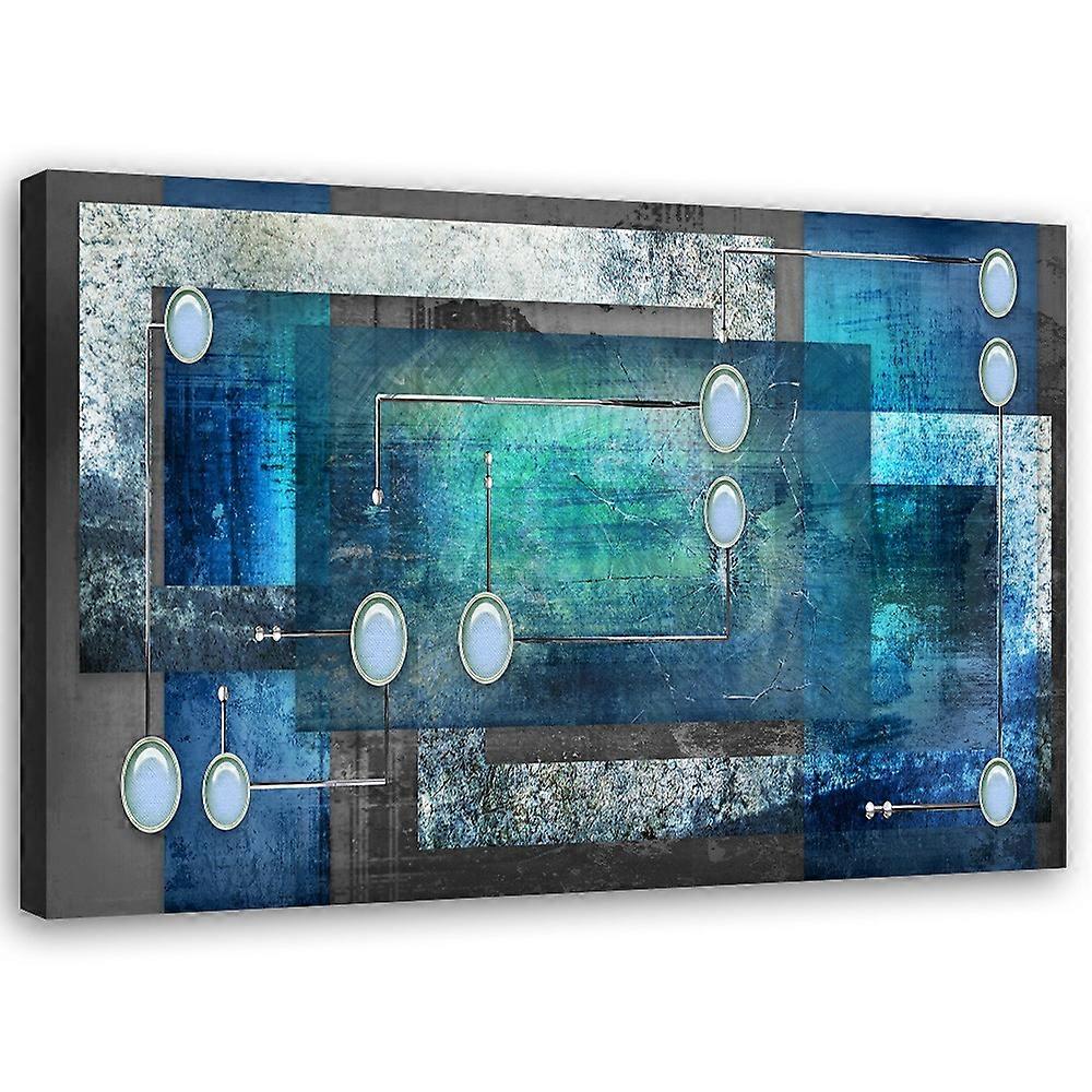 Impression sur toile, Abstraction 3D Bleue - 100x70