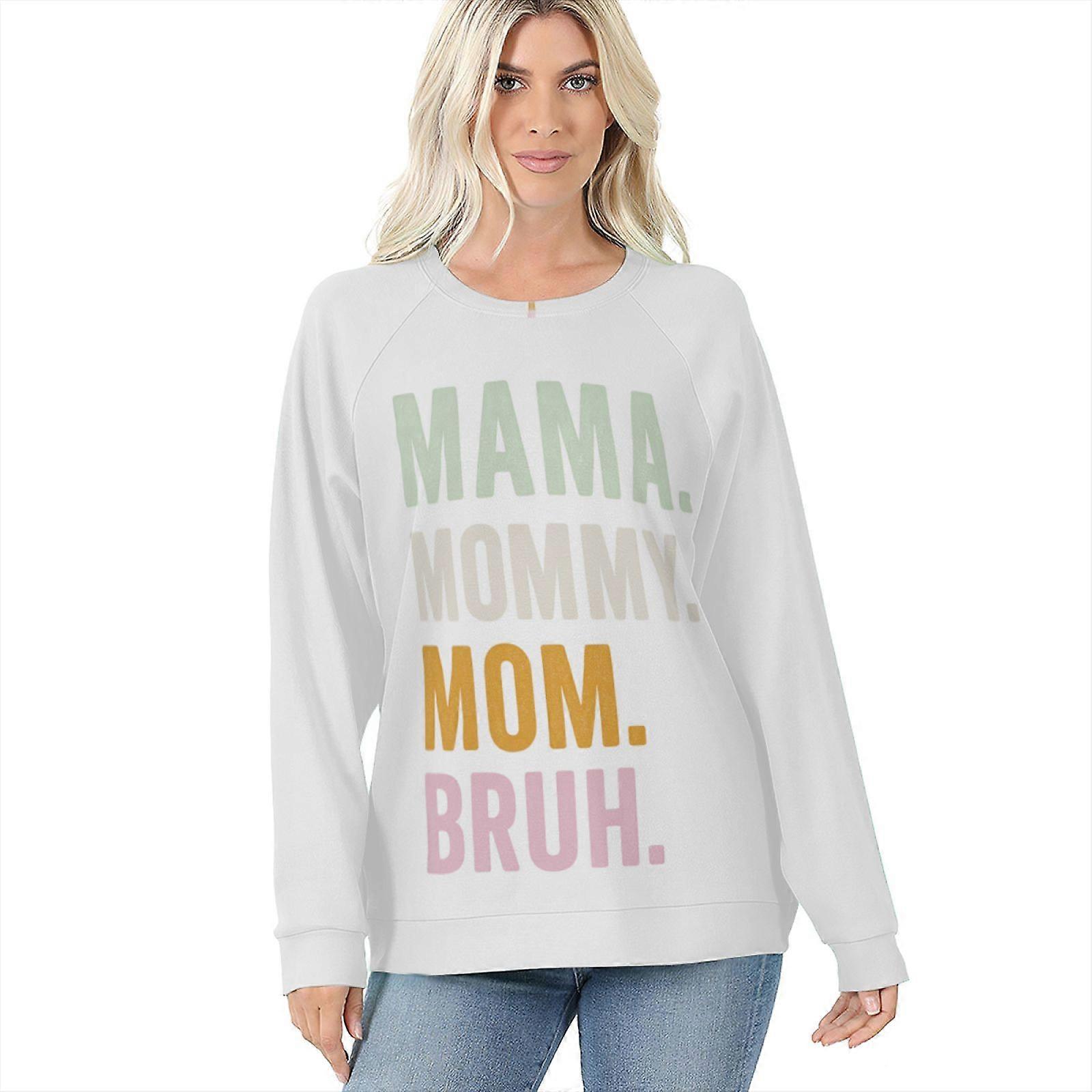 Funny Mothers Day Sweatshirt for Women MAMA MOMMY MOM BRUH Color Block Print Casual Long Sleeve Pullover