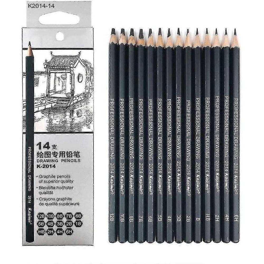 Hjyang Pencils 14pcs/set 12b, 10b, 8b, 7b, 6b, 5b, 4b, 3b, 2b, B, Hb, 2h, 4h, 6h Graphite Sketching Pencils Professional Sketch Pencils Set For Dr JWP