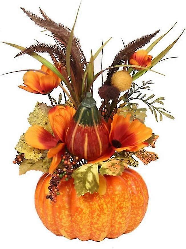 Large Artificial Pumpkin With Flowers And Berries Fall Decorations
