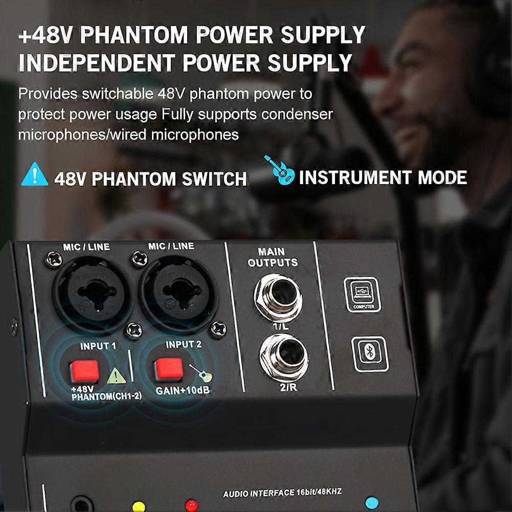 2 Channels Mini USB Mixer Audio Interface Sound Card Console