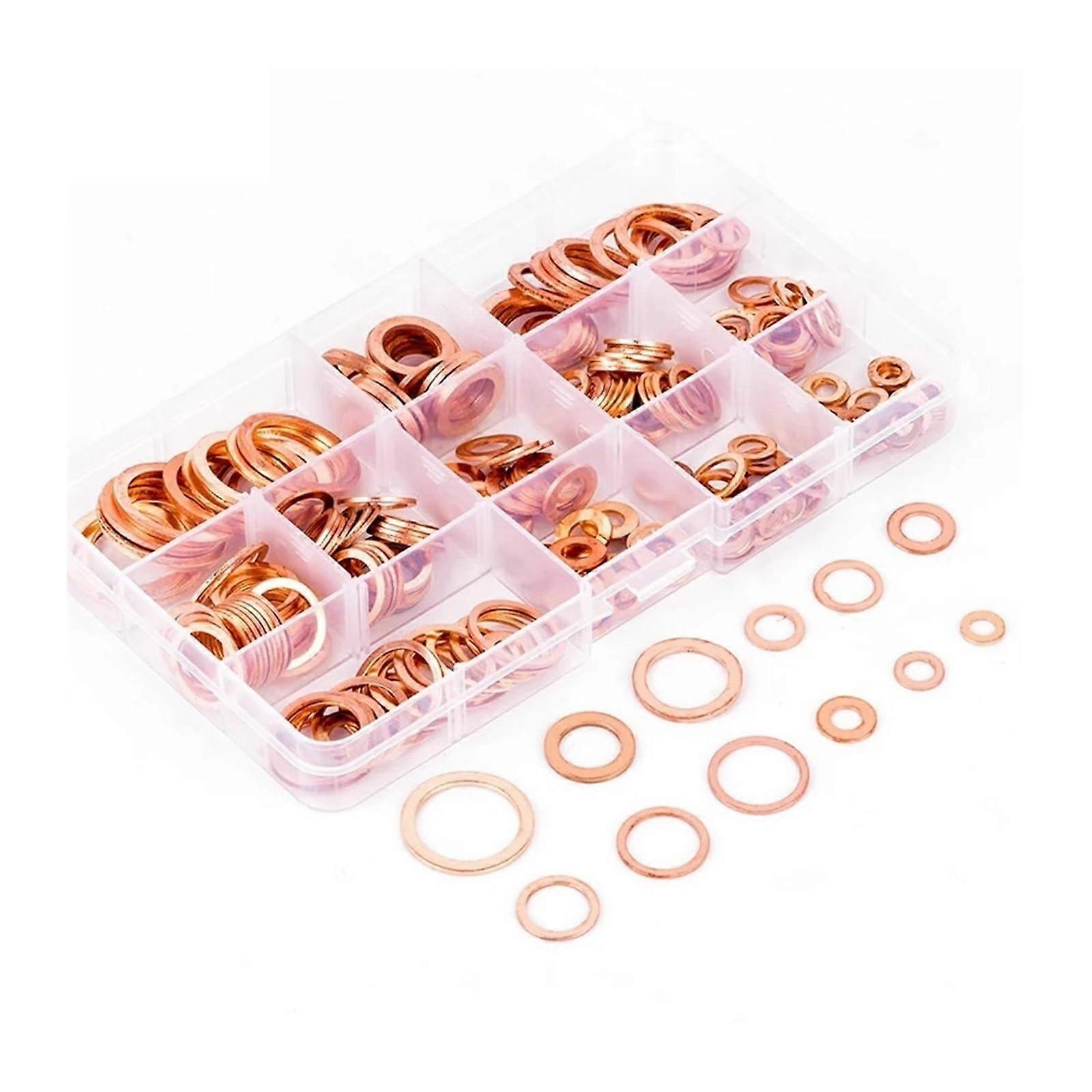 Copper Sealing Solid Gasket Washer 280Pcs, Sump Plug Oil, Boat Flat Seal Ring, Hardware Accessories Pack