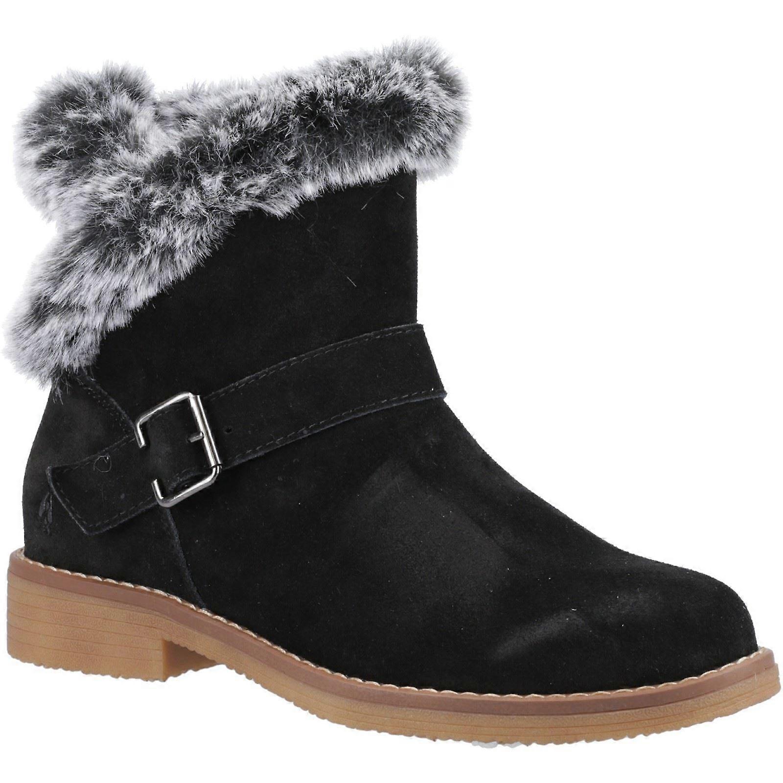Hush Puppies Hannah 黑色 90% 绒面革/10% 涤纶女靴