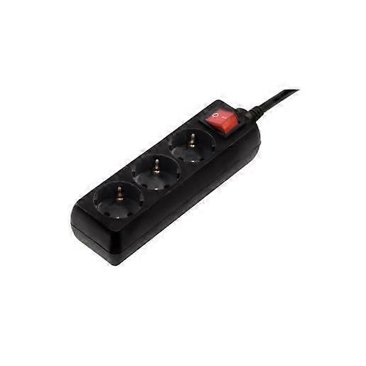 3-socket power strip with switch, 1.4m black