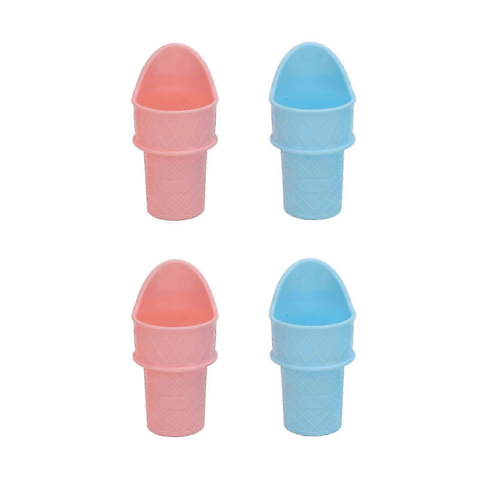 4pcs Ice Cream Cone Holder Reusable Sustainable Freezable Ice Cream Cup Spoon Snow Cone for Birthday Party