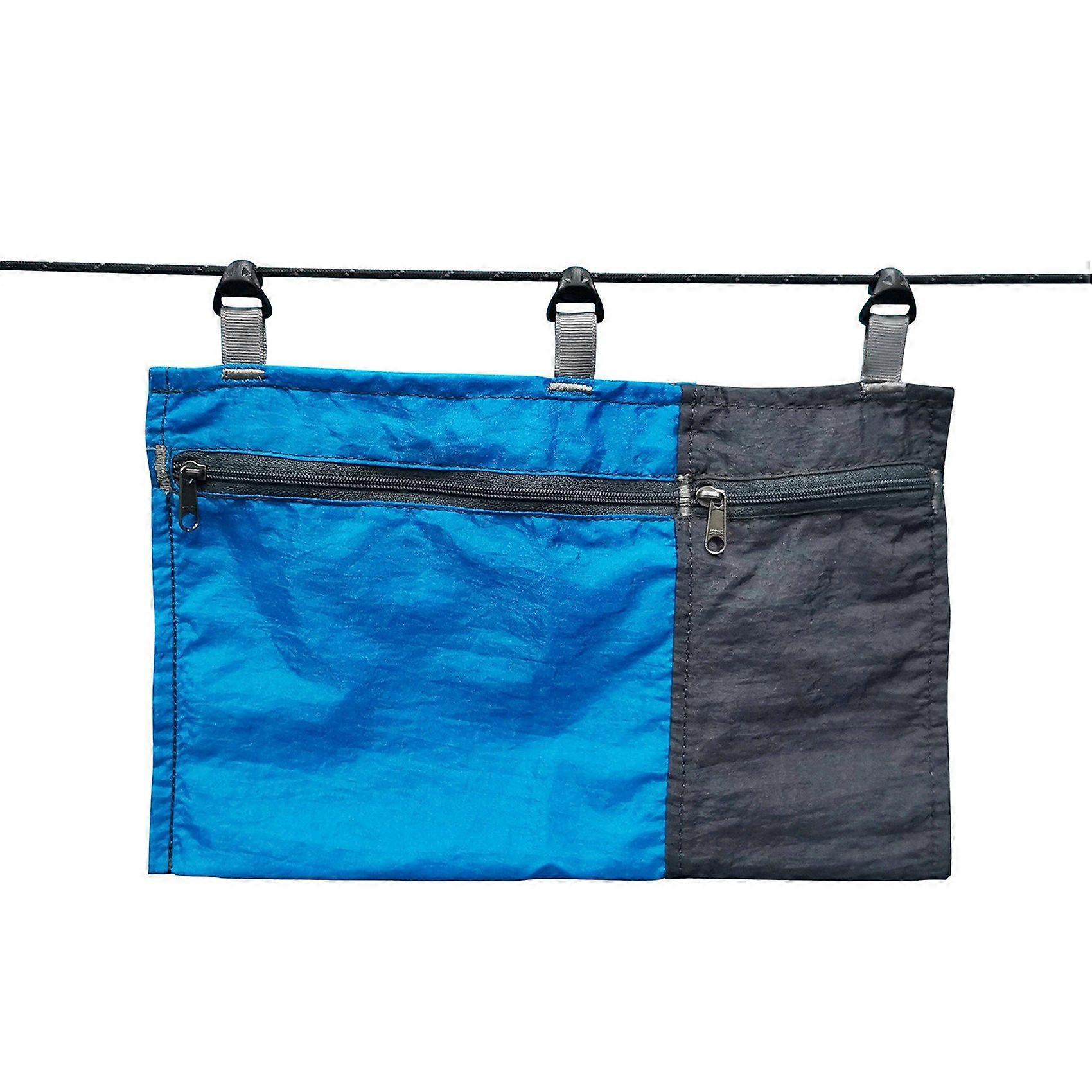 Sundries Holder Storage Bag Hammock Organizer Hanging Pouch Outdoor Mesh Multipurpose Climbing Portable Foldable Blue