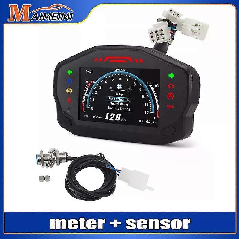 12V Universal Motorcycle LCD Digital Speedometer TFT Screen Motorcycle Odometer Gauge Tachometer compatible for 2 4 Cylinders Speed Alarm