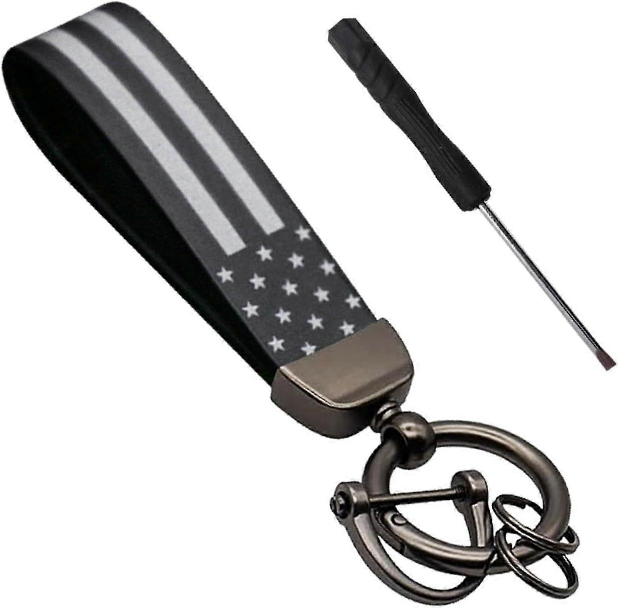 SDIGV American USA Flag Car Keychain, 360 Degree Rotatable Keychain with Zinc Alloy Ring, Anti-Lost D-Ring Auto Key Chain, Universal Vehicle Accessori