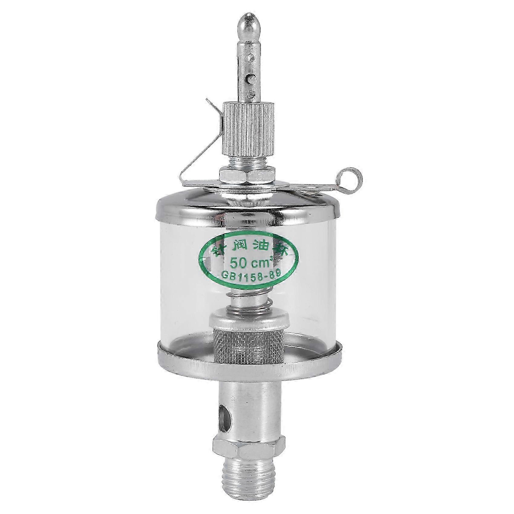 50mL Engine Machine Lubricator Oil Gravity Drip Feed Oiler Clear+Silver