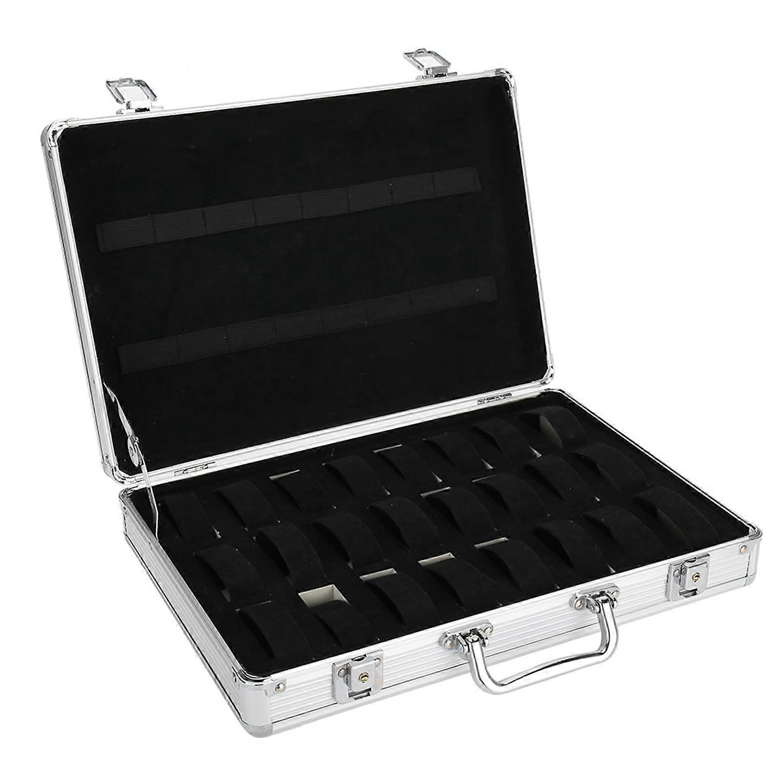 Watch Storage Box 32-Grid Aluminum Alloy Case, Suitcase Style Watch Organizer And Display Box For Watches