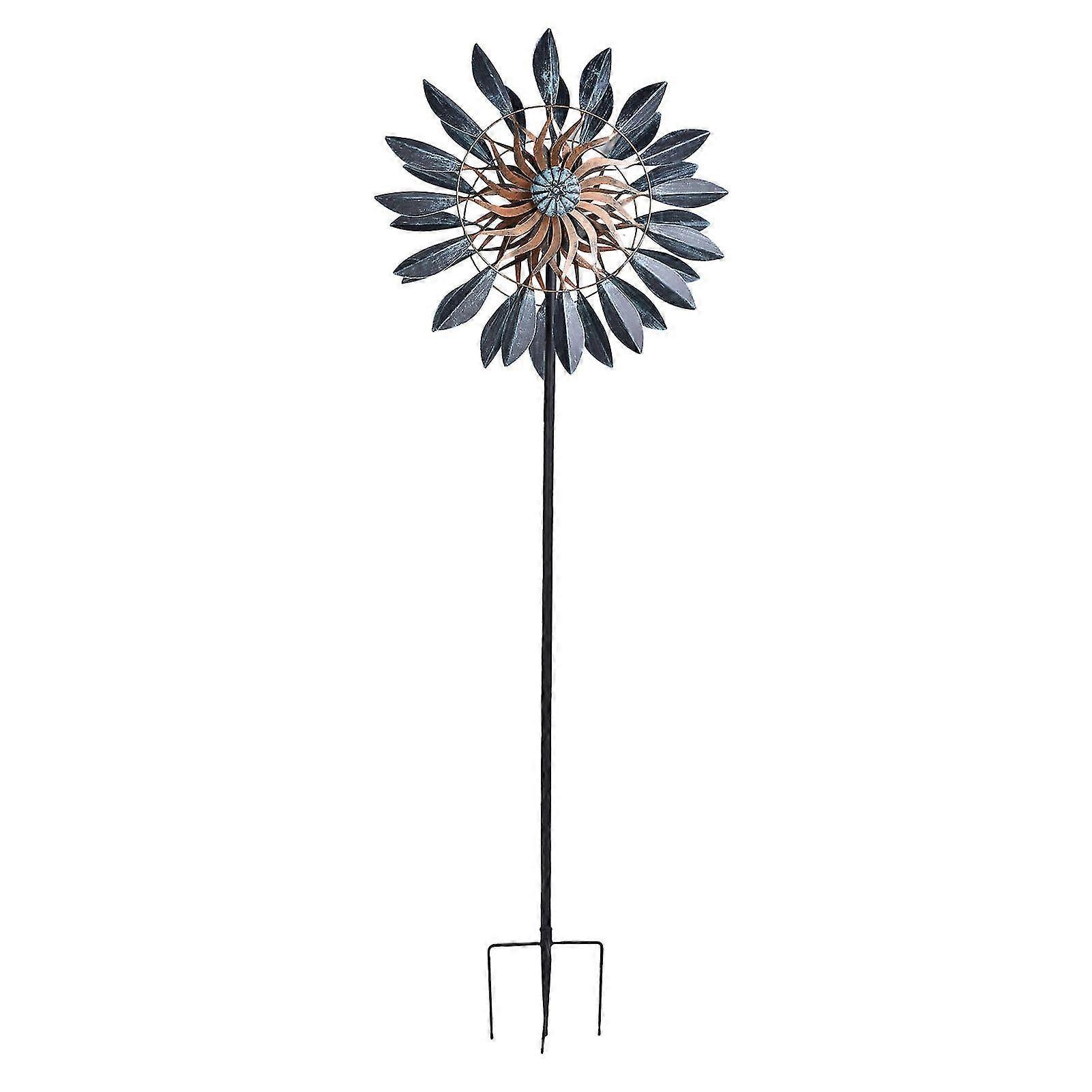 Metal Windmill Spinner 360?? Rotation Archaistic Double Layer With Ground Stake For Outdoor Garden Yard Patio Lawn