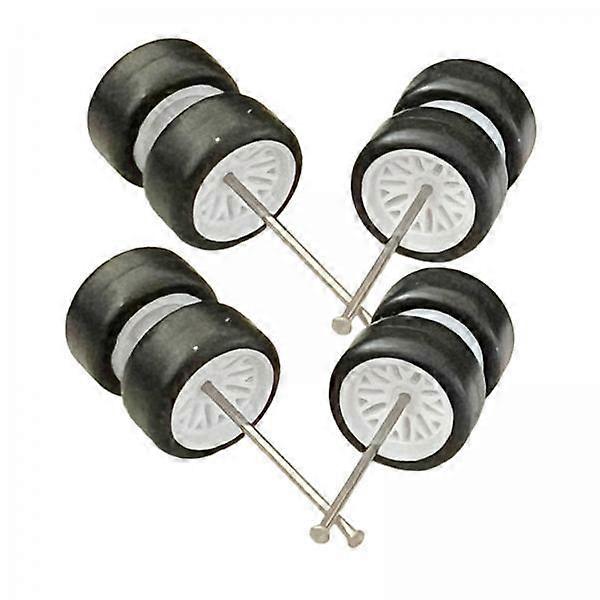 2x Wheels in 1/64 Scale, Model Simulation, Car Wheels, Tires with Roller Shaft,