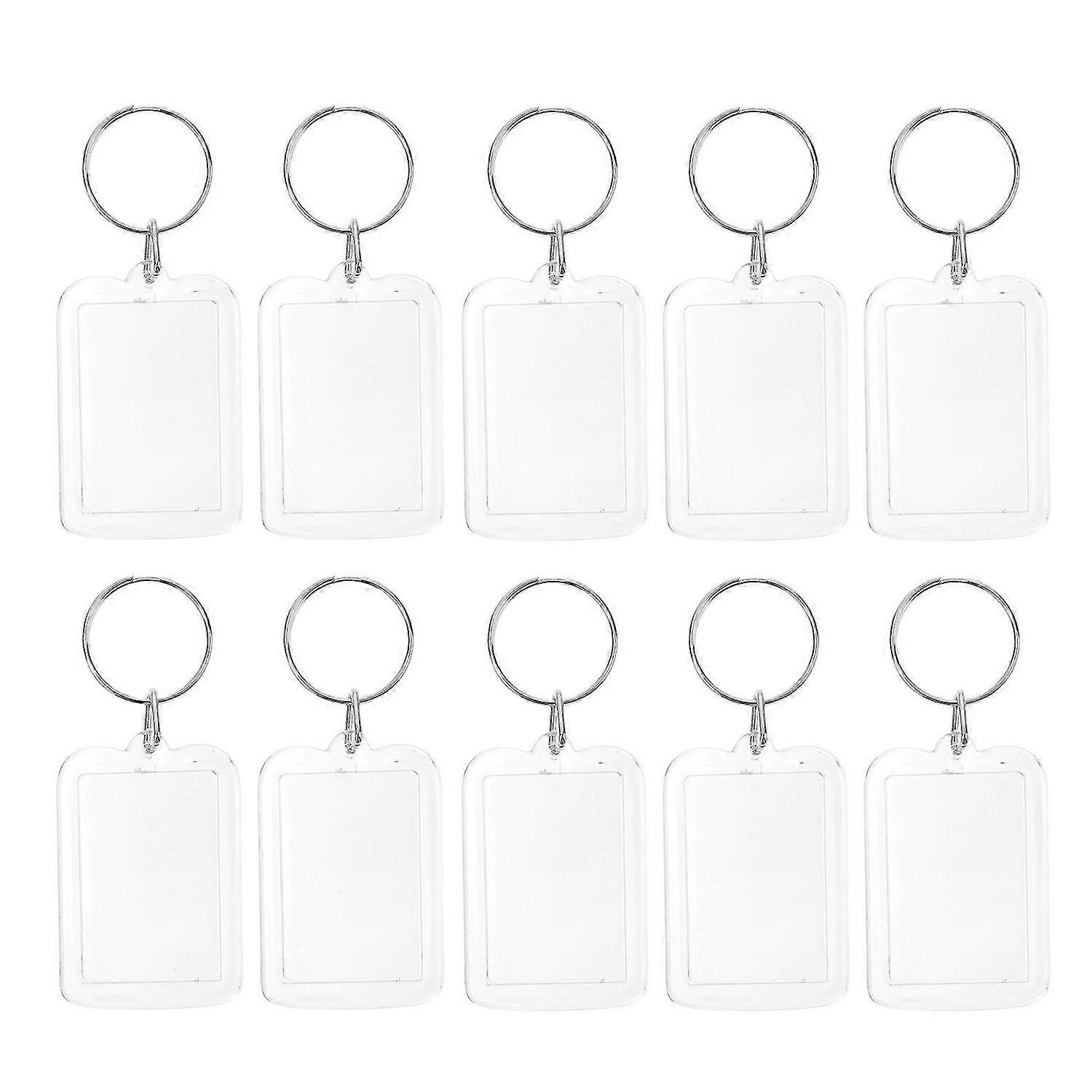 10pcs Blank Insert Photo Picture Frame Split Ring Keychain