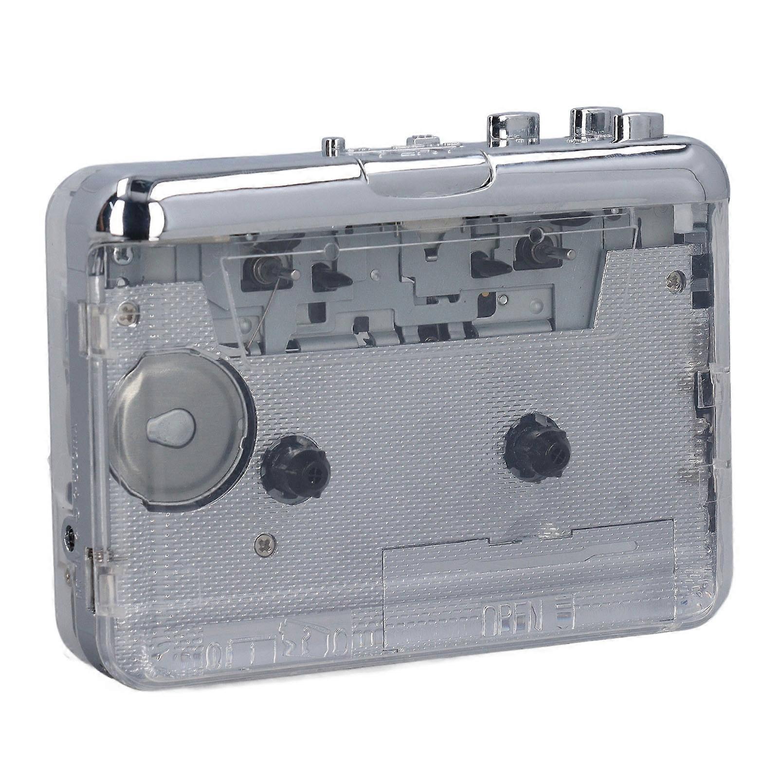 Cassette Tape Player Transparent Tape to MP3 Type C Port Portable Tape Player with Earphone for Laptops PC 