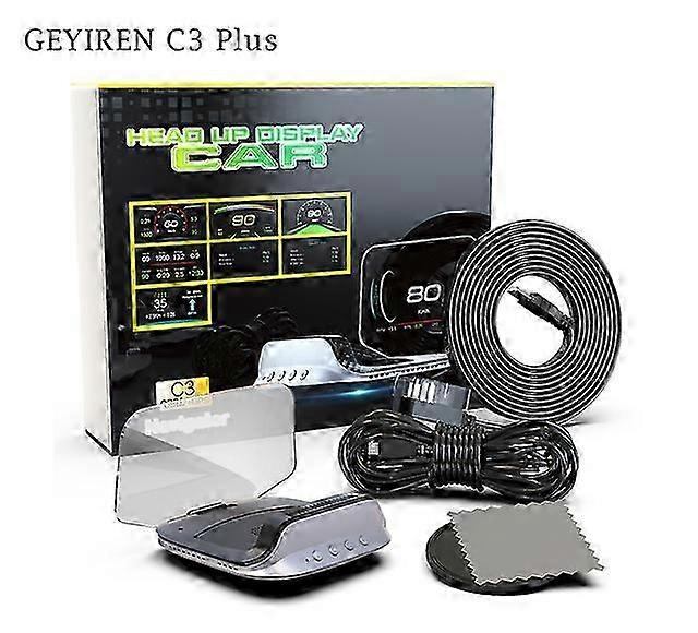 C3 Head Up Display Car Speedometer OBD2 EOBD GPS HUD Clock Glass Projector Electronics Compatible with Various Vehicles