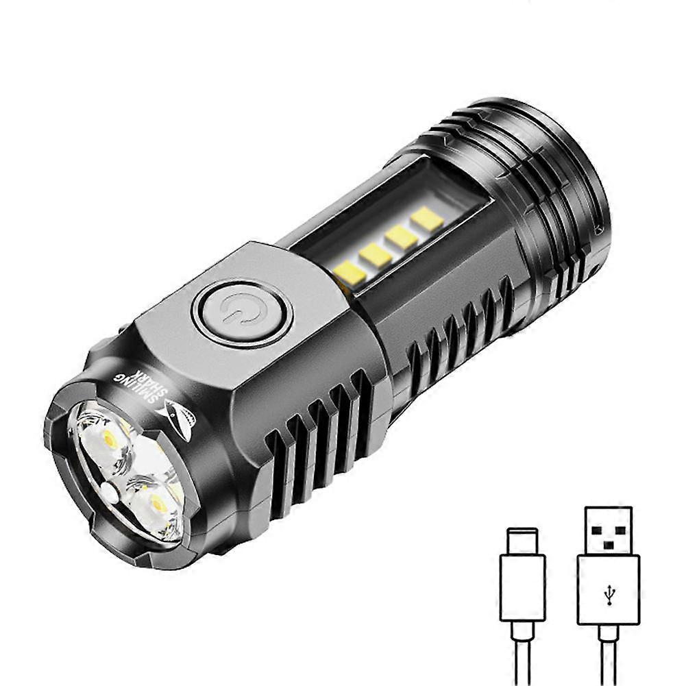 SD-5304A Black【400MAH】(A)$Mini flashlightStrong light flashlight charging home outdoor work light
