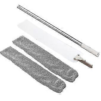 Duster, Adjustable Long Dust Brush And 2 Washable Fabric Covers, Flexible Flat Duster Household Mop For Dirt And Hair, Under The Sofa JU