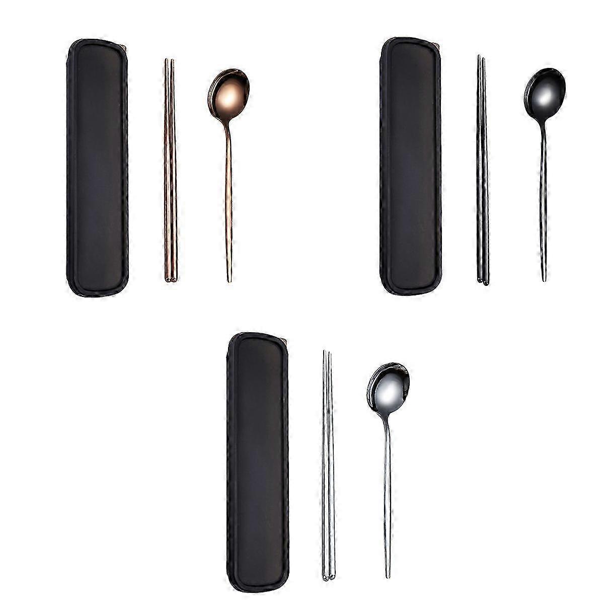 再利用可能なロングハンドルスプーン&チョップスティックセット(家庭用キッチンレストラン用)