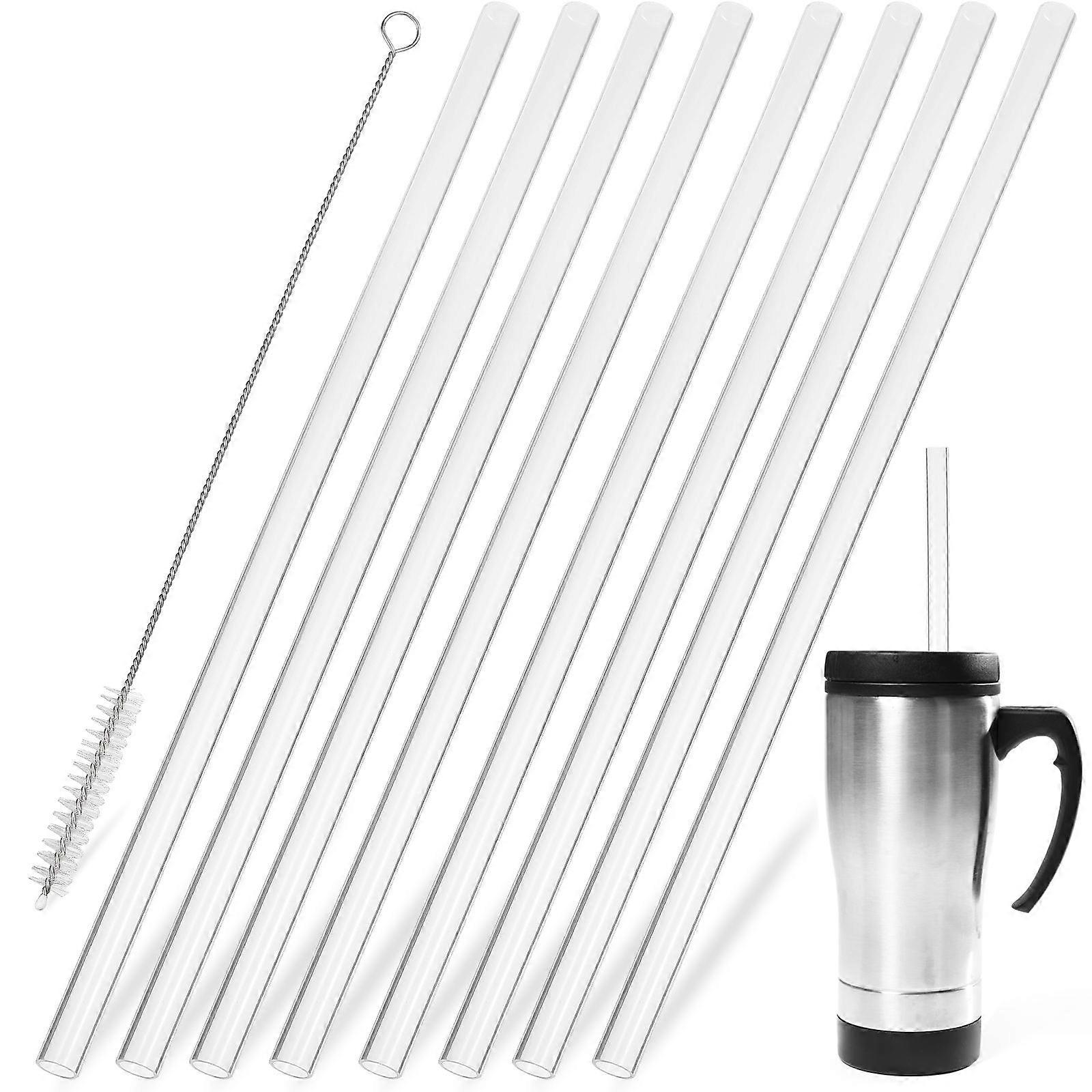6 Reusable Silicone Drinking Straws with Cleaning Brush   Heat Resistant, Compatible with Tumblers, Water Bottles, and Glasses