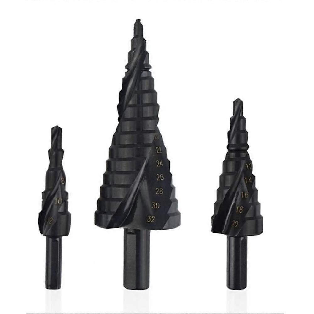 HighSpeed Steel Step Drill Bit Set,Nitrided Triangle Handle Hole Cutter,3Pcs